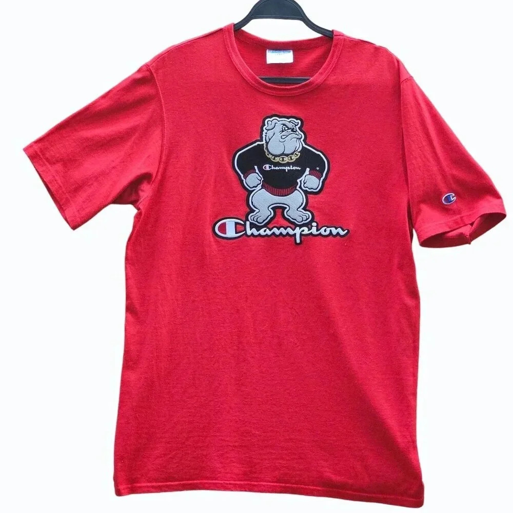 Champion GA Bulldog Crewneck Hip Hop Chain Shirt Adult LG Rare Logo Mascot 90s